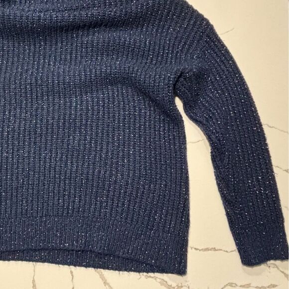 a.n.a Women’s Navy Blue Cowl Neck Turtleneck Knit Speckled Sweater Small - Picture 12 of 15